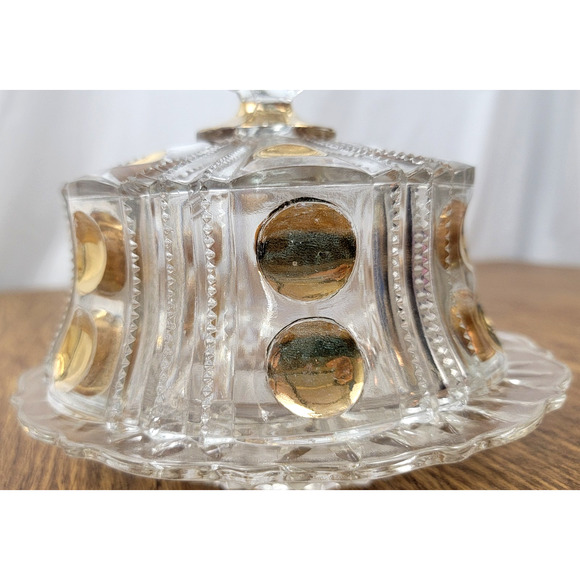Antique Famous Gold by Co-Operative Flint EAPG Clear Butter Cover Dish 1880S - Picture 9 of 12